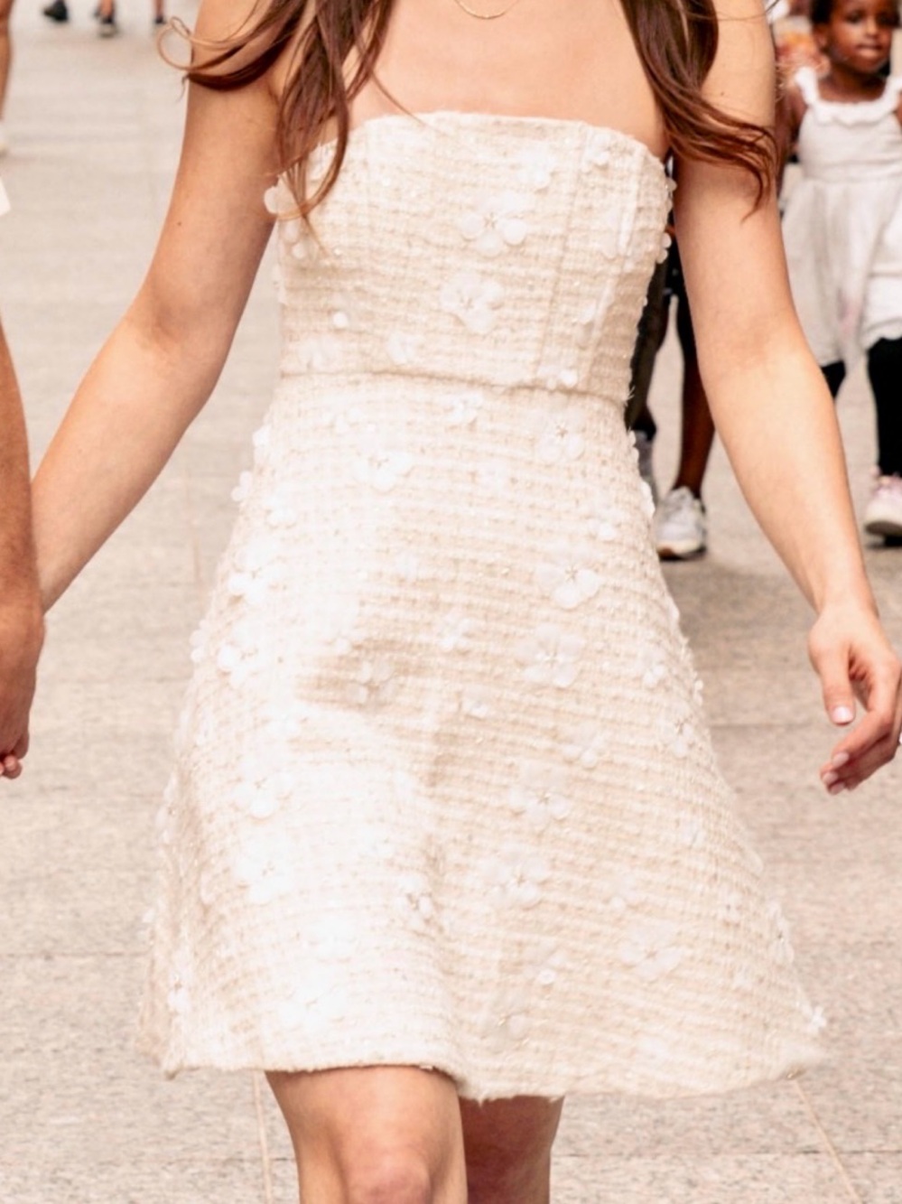 Anthropologie sundream White Strapless Tweed Floral Mini Dress - Picture 2 of 4
